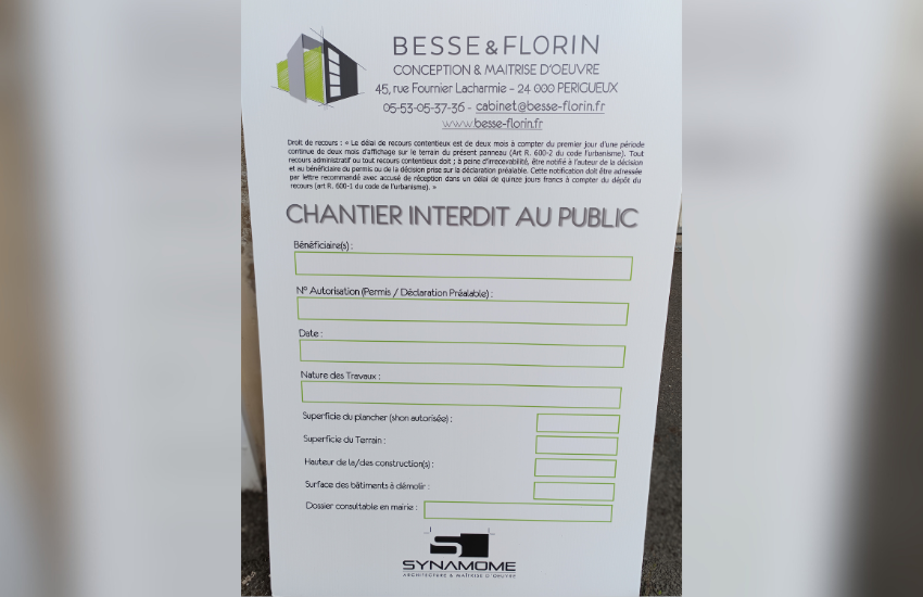 Image d'un panneau de chantier